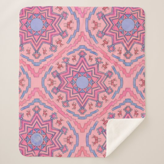 Seelenkreis – Leuchtende Mandala Fleecedecke  シェルパブランケット (正面)