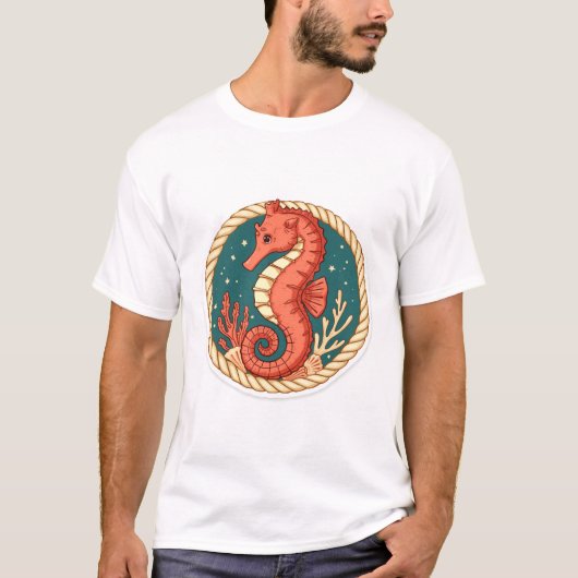 Seepferdchen Im Seemannsgarn Tシャツ (正面)