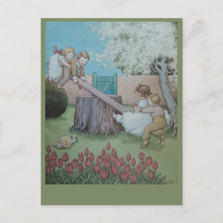 Seesaw Margery Daw nursery rhyme ポストカード