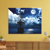 Segelschiff bei Vollmond Leinwand キャンバスプリント (インサイチュ (リビング))