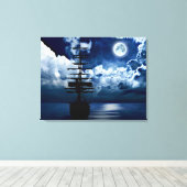 Segelschiff bei Vollmond Leinwand キャンバスプリント (インサイチュ (ウッドフロア))