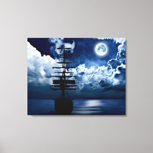 Segelschiff bei Vollmond Leinwand キャンバスプリント (正面)