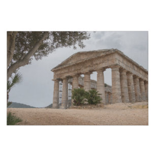 Segesta、シシリーのギリシャの寺院 フェイクキャンバスプリント