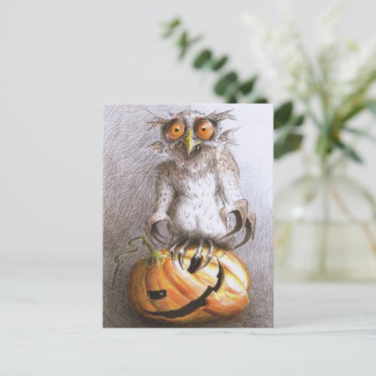 Sehr alte Halloween Vampir Eule ポストカード (スタンド正面)