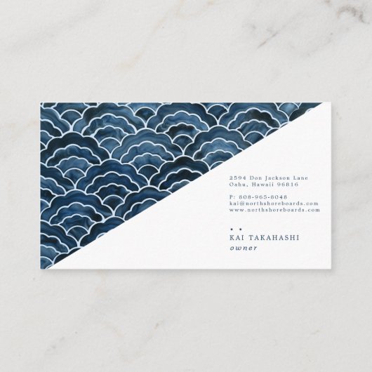 Seigaihaの青い波パターン 名刺 (裏面)