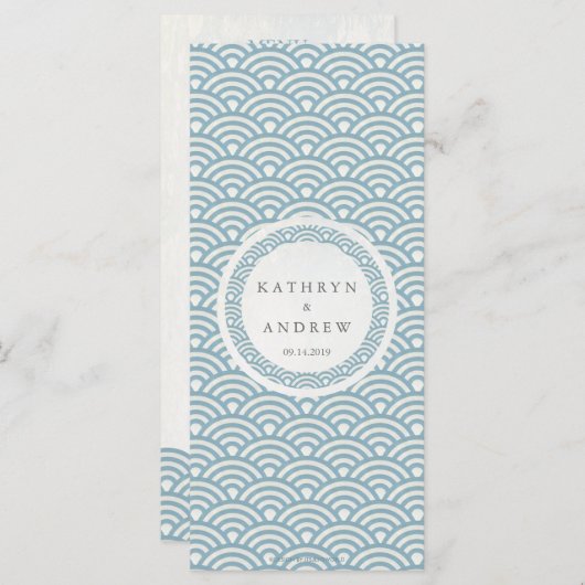 Seigaiha Waves日本ののビーチ結婚式メエレガントニュー メニュー (正面/裏面)