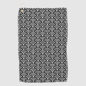 Seigaiha, Waves, Japanese, Black and White ゴルフタオル (正面)