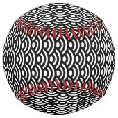 Seigaiha, Waves, Japanese, Black and White ソフトボール (正面)