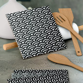 Seigaiha, Waves, Japanese, Black and White タイル