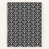 Seigaiha, Waves, Japanese, Black and White ノートブック (正面)