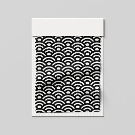 Seigaiha, Waves, Japanese, Black and White ファブリック