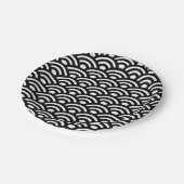 Seigaiha, Waves, Japanese, Black and White ペーパープレート (アングル)