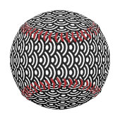 Seigaiha, Waves, Japanese, Black and White 野球ボール (裏面)