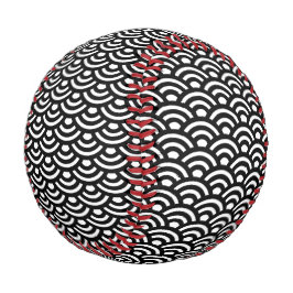 Seigaiha, Waves, Japanese, Black and White 野球ボール