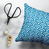 Seigaiha, Waves, Japanese, Blue and White アクセントクッション