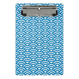 Seigaiha, Waves, Japanese, Blue and White ミニクリップボード
