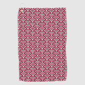 Seigaiha, Waves, Japanese, Burgundy and White ゴルフタオル (正面)