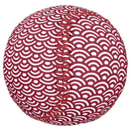Seigaiha, Waves, Japanese, Burgundy and White ソフトボール