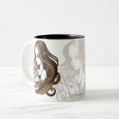 "Seika"のこはく色のバラのクリスタル・ボールの天使のマグ ツートーンマグカップ (正面左)