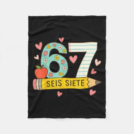 Seis Siete Spanish 67 Funny Six Seven Espanol Funn フリースブランケット (正面)