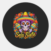 Seis Siete Spanish Humor Clroom Teaching Laugh Esp ラウンドシール (正面)