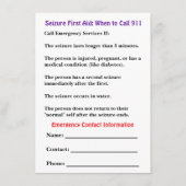 Seizure First Aid Card  カード (裏面)