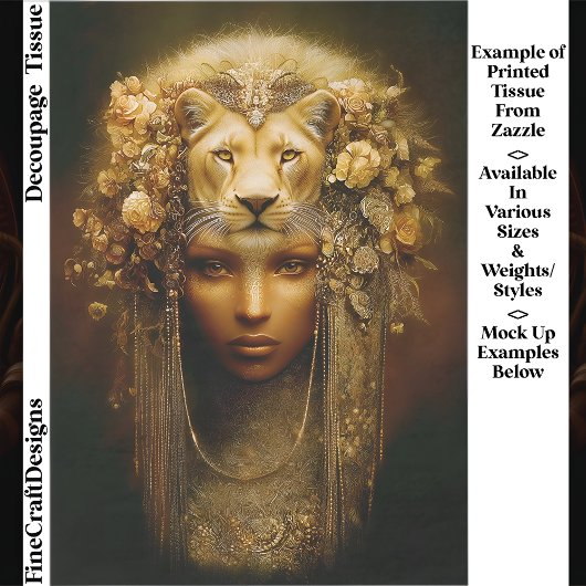 Sekhmet Lioness Goddess Portrait EW1 Decoupage 薄葉紙