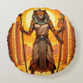 Sekhmet – Löwenköpfige Kriegsgöttin ラウンドクッション