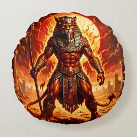 Sekhmet – Löwenköpfige Kriegsgöttin´1 ラウンドクッション (正面)