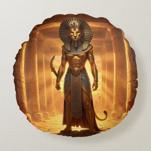 Sekhmet – Löwenköpfige Kriegsgöttin´2 ラウンドクッション (正面)