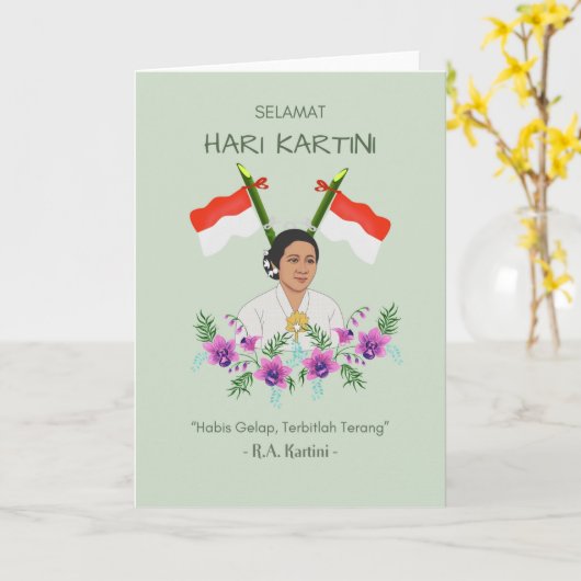 Selamat Hari Kartini Happy Kartini Day Indonesian カード (黄色い花)