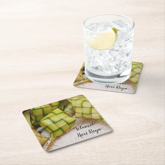 Selamat Hari Rayaの飲み物のコースター スクエアペーパーコースター (インサイチュ)