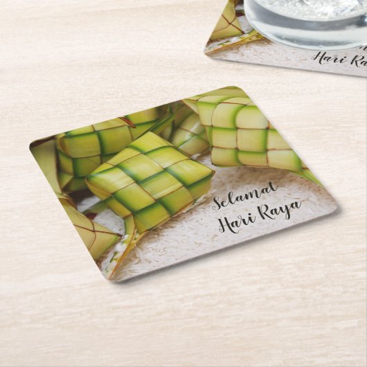 Selamat Hari Rayaの飲み物のコースター スクエアペーパーコースター (アングル)