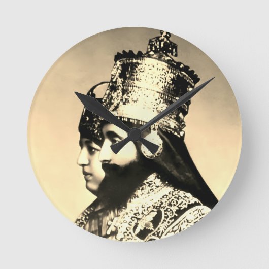 Selassie I Jah Rastafari Rasta Reggae Livity Roots ラウンド壁時計 (正面)