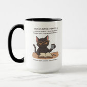 Selective Hearing Black Cat – Sarcastic Humor マグカップ (左)