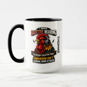 Selective Hearing Cat Mug | Funny Rooster マグカップ (左)