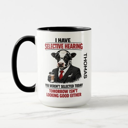 Selective Hearing cow Mug | Funny Coworker マグカップ (左)