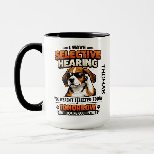 Selective Hearing dog Mug | Funny Coworker マグカップ (左)