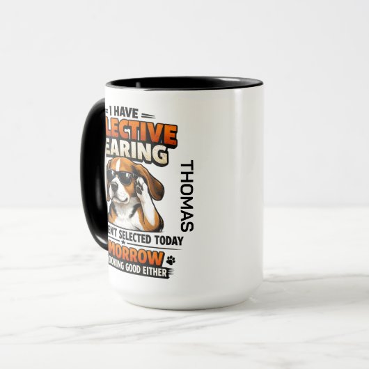 Selective Hearing dog Mug | Funny Coworker マグカップ (正面左)