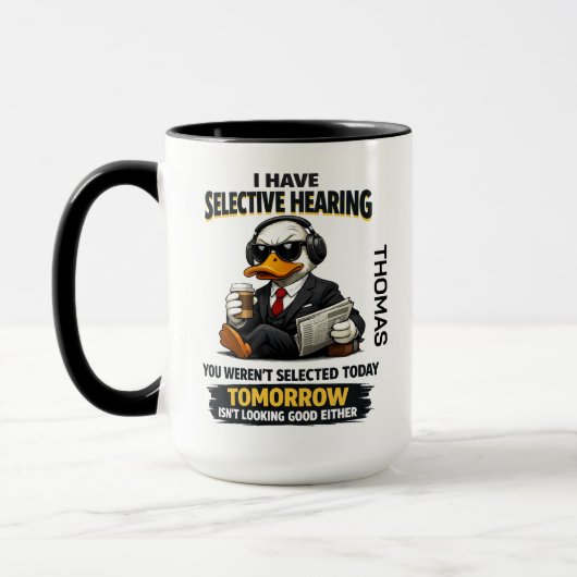Selective Hearing duck Mug | Funny Coworker マグカップ (左)