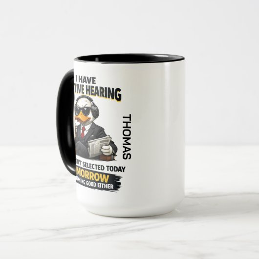Selective Hearing duck Mug | Funny Coworker マグカップ (正面左)