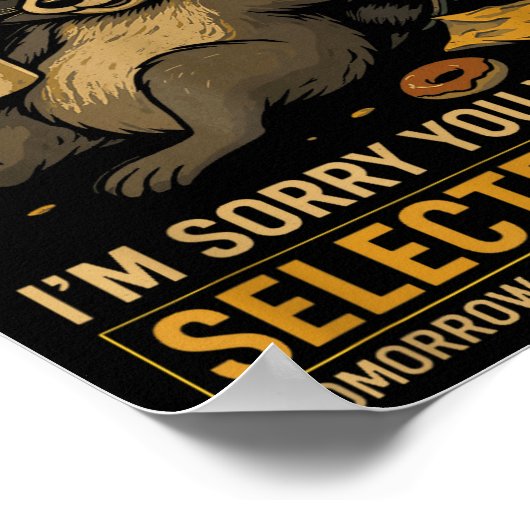 Selective Hearing Funny Raccoon Coffee Trash Panda ポスター (角)