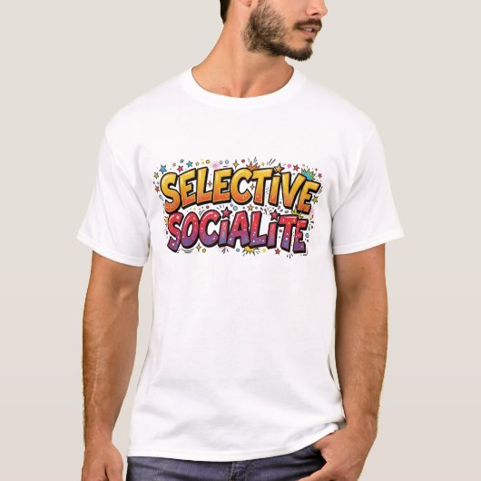 Selective Socialite T-Shirt Funny Introvert Comic  Tシャツ (正面)