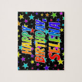 "SELENA"名、おもしろい"ハッピーバースデー" ジグソーパズル (縦)