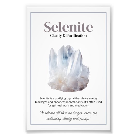Selenite Crystal Meaning Poster フォトプリント (正面)