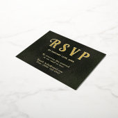 Self Addressed RSVP Vintage Dark Green Gold 箔シーズンポストカード (回転した状態)