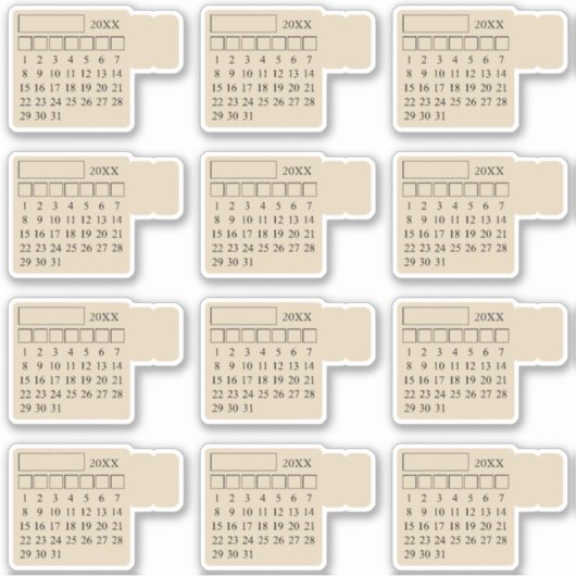 Self Adhesive Index Tabs Monthly Generic Calendar シール (正面)