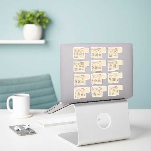 Self Adhesive Index Tabs Monthly Generic Calendar シール (デスク上のノートパソコン)