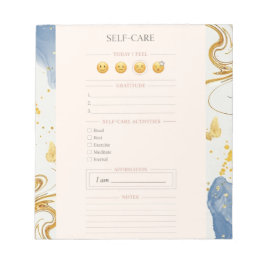 Self Care blush pink Planner gold luxury watercolo ノートパッド