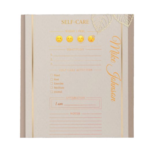 Self Care classic Planner gold luxury watercolo ノートパッド (正面)
